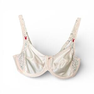 Playboy Satin and Lace Baby Pink Underwire Bra